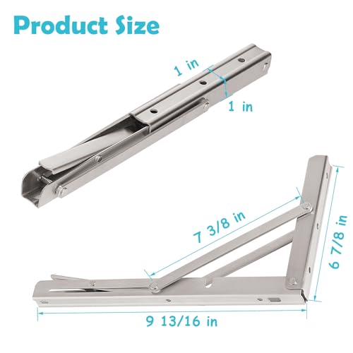 CLT Cleting 10'' Folding Shelf Brackets Max. Load 220 lb, Heavy Duty Stainless Steel DIY Wall Mounted Shelf Bracket Space Saving for Table Work Bench, Pack of 2 - size: 10 inches, style: Silver