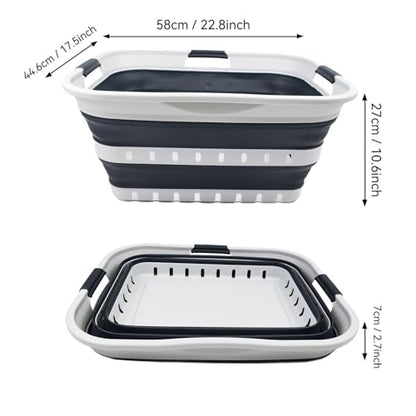 SAMMART 42L (11 gallon) Collapsible Plastic Laundry Basket - Foldable Pop Up Storage Container/Organizer - Space Saving Hamper/Basket (1, Grey/Slate Grey) - color: Grey/Slate Grey