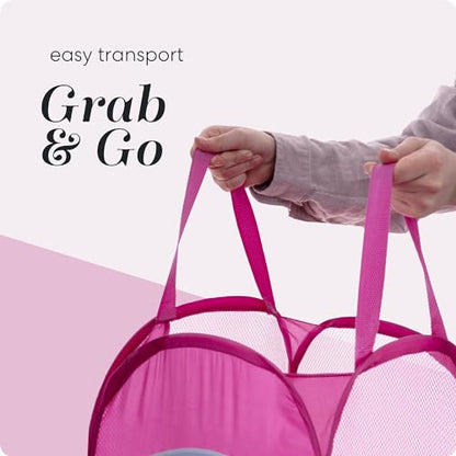 Handy Laundry Collapsible Mesh Pop Up Hamper with Wide Opening and Side Pocket - Breathable, Sturdy, Foldable, and Space-Saving Design for Clothes and Storage (Butterfly) - color: Butterfly