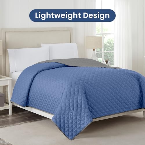 Martex Reversible Coverlet, Full Queen, Ceil Blue/Grey | Lightweight, Durable, Soft, Easy Care, Reversible - color: Ceil Blue/Gray, size: Full/Queen