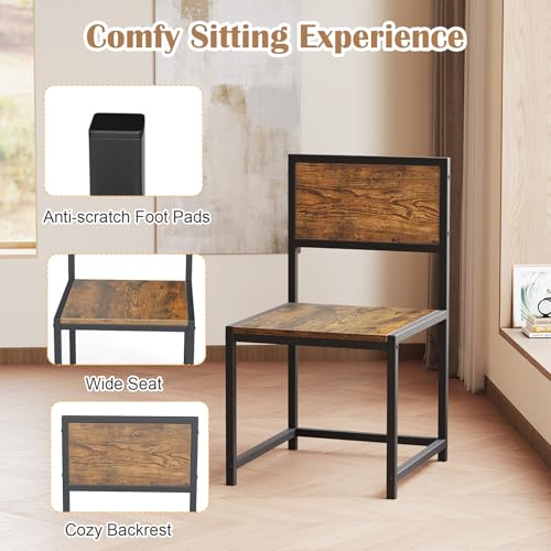 Giantex 3-Piece Dining Table Set for 2, Small Industrial Kitchen Table with 2 Chairs, Metal Frame, Space Saving Dinette Set for Breakfast Nook Dinner Small Space Apartment Living Room, Rustic Brown - color: Rustic Brown