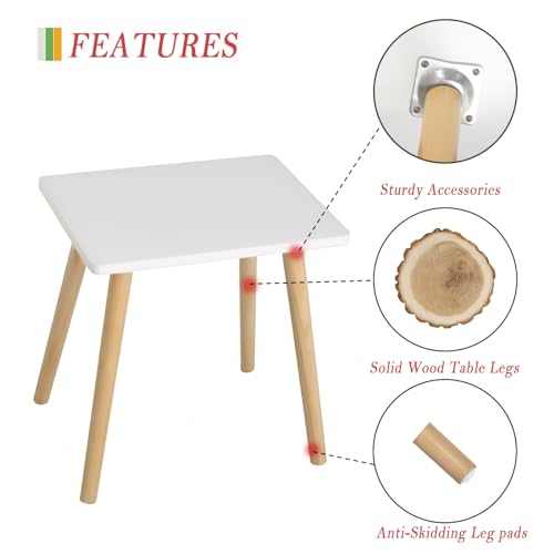 AWASEN Side Table, Small End Accent Table for Living Room Bedroom Office Small Spaces, Modern White Side Table Nightstand with Solid Wood, Easy Assembly, (White) - color: White