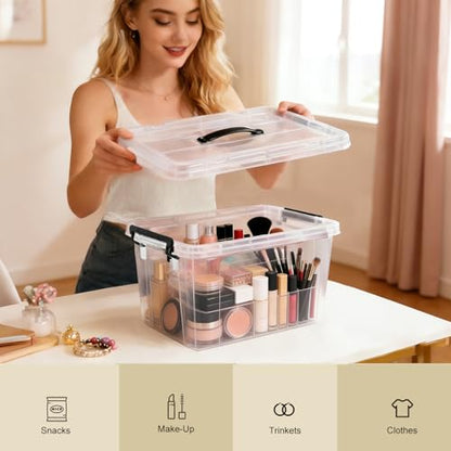 6 Pack Plastic Storage Bins with Lids | Clear Stackable Bins with Secure Latches and Handles Heavy-Duty Storage Containers For Home Office and Garage Organization - size: 4x90Qt+60Qt+42Qt