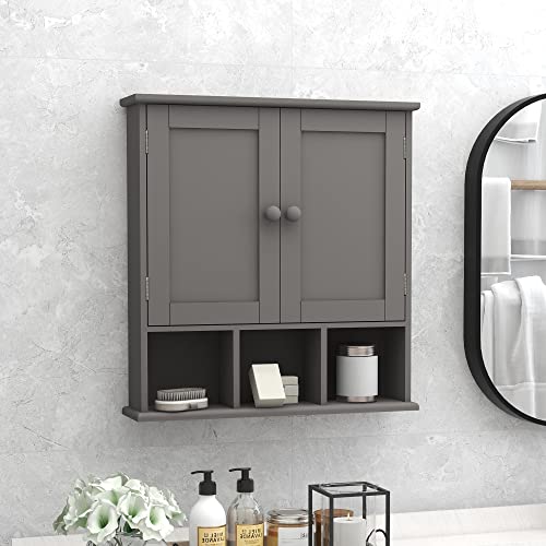 TaoHFE Grey Bathroom Cabinet,Bathroom Wall Cabinet with 2 Door | Adjustable Shelves,Over The Toilet Storage Cabinet,Bathroom Cabinet Wall Mounted,Medicine Cabinets for Laundry Room Kitchen - color: Grey