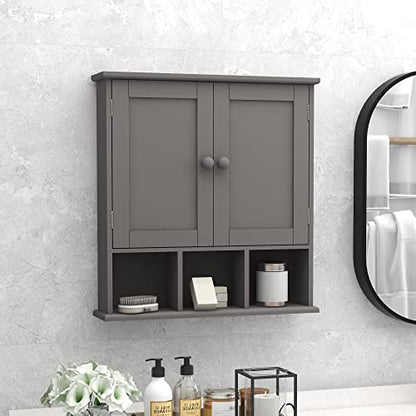 TaoHFE Grey Bathroom Cabinet,Bathroom Wall Cabinet with 2 Door | Adjustable Shelves,Over The Toilet Storage Cabinet,Bathroom Cabinet Wall Mounted,Medicine Cabinets for Laundry Room Kitchen - color: Grey
