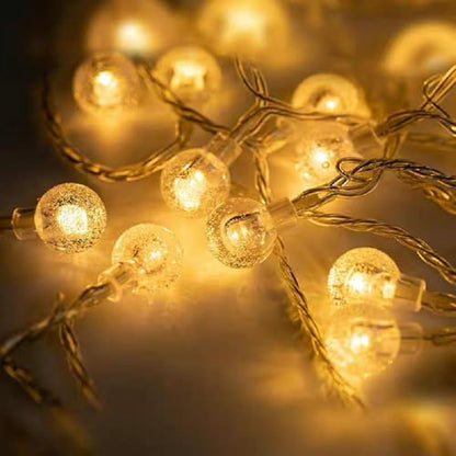 Globe String Lights Plug in, 10ft 20 LED Globe Crystal Ball Warm White Fairy Lights for Birthday Holiday Christmas Wedding Party Home Decoration