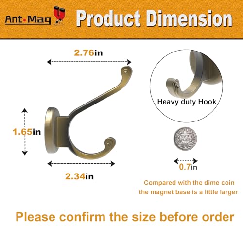 Ant Mag Magnetic Hooks Heavy Duty 140LBS, Neodymium Wall Coat Hooks 2 Pack | Strong Magnet Hooks for Hanging Coats, Robes, Backpacks, Bags, Hats, Keys, Mugs, Cups, Towels, Bronze - color: Bronze, size: 2 Pack