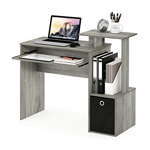 Furinno Econ Multipurpose Home Office Computer Writing Desk, French Oak Grey - color: French Oak/Black, size: Compact