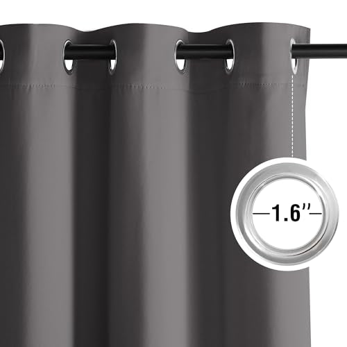 NICETOWN Blackout Curtains Grommet 2 Panels Grey Drapes 95Inches Long - color: Grey, size: 52"W x 95"L (Pack of 2)