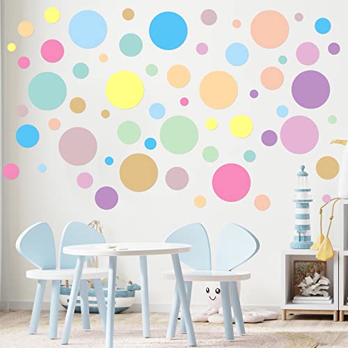 Zonon 264 Pcs Polka Dot Wall Decals for Classroom Decor Kids Circle Wall Sticker Vinyl Peel and Stick Colorful Removable for Nursery Bedroom Playroom Living Room(Candy Colors) - color: Pastel Colors, style: Classic