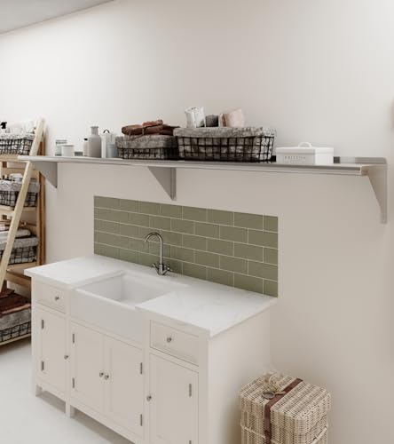 AmGood 12 in. x 96 in. Stainless Steel Wall Shelf | NSF | Metal Shelving | Garage, Laundry, Storage, Utility Room | Restaurant, Commercial Kitchen - size: 12 in. x 96 in.
