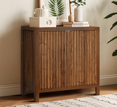 ZYBT Fluted Sideboard Buffet Cabinet, Mid Century Modern Accent Cabinet with 2 Doors and Adjustable Shelf, Storage Cupboard Credenza Console Table for Living Kitchen Dining Room Hallway - style: 2Door