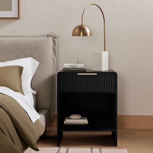 Lab Cosi Nightstand,Night Stand with Drawer Storage,18.9" W Modern Bedside Table,Fluted Night Tables with Handle,Bedside End Table for Bedroom Living Room Sofa Office - size: 18.9"W × 15.7"D × 23.6"H