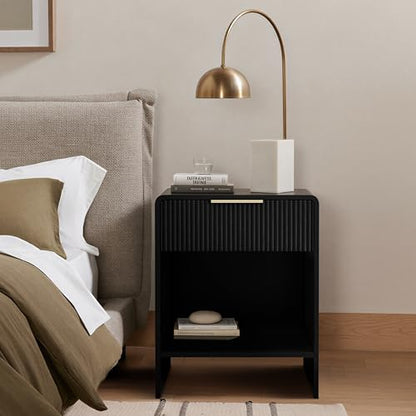 Lab Cosi Nightstand,Night Stand with Drawer Storage,18.9" W Modern Bedside Table,Fluted Night Tables with Handle,Bedside End Table for Bedroom Living Room Sofa Office - size: 18.9"W × 15.7"D × 23.6"H