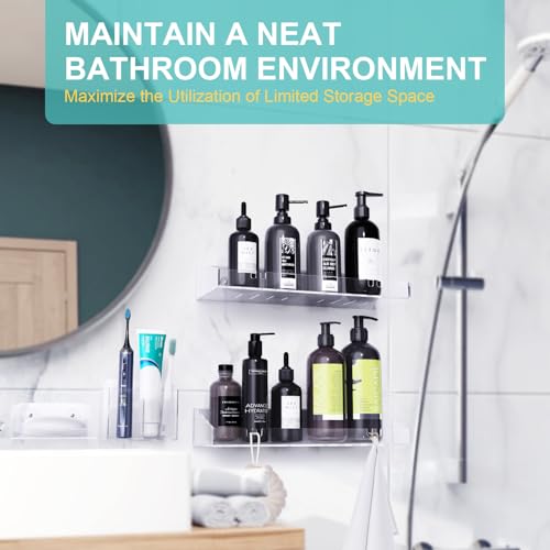 Bakzon Adhesive Shower Caddy, 5 Pack Acrylic Shower Shelves Bath Organizers With Large Capacity, No Drilling Shelves for Bathroom Storage - style: Shower Organizer-5 Pack