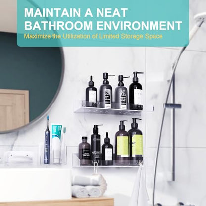 Bakzon Adhesive Shower Caddy, 5 Pack Acrylic Shower Shelves Bath Organizers With Large Capacity, No Drilling Shelves for Bathroom Storage - style: Shower Organizer-5 Pack