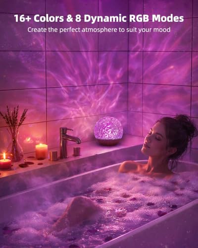 Shower Lamp, Shower Light for Inside Shower with 16 Colors | Rechargeable Ocean Projector Ambient Lighting, Remote & Touch Control, Cordless Mood Light for Shower Relaxation - Wood Grain - color: Wood Grain