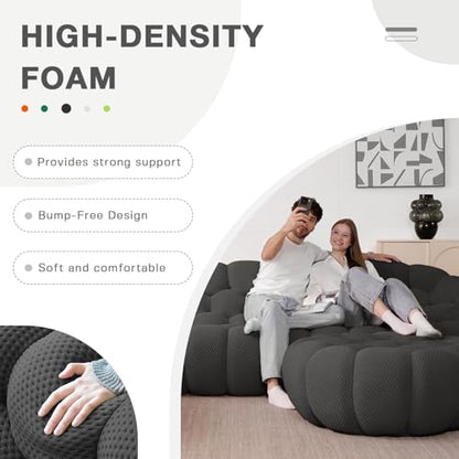 Modular Sectional Sofa,Bubble Couch Set,1 Seater+ Ottoman,Modern Upholstered Bean Bag Sofa Couch Mesh Fabric Lazy Floor Chair Living Roon Sets (Dark Gray) - color: Dark Gray, size: 48"+42"