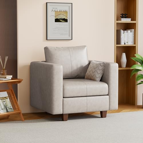 MINCETA Modular Sectional Sofa, Modern Comfy Sofa with Upholstered and Storage Ottoman for Living Room,Bedroom(Light Grey, Armchair) - color: Light Grey, size: 37.8"W*32.3"D