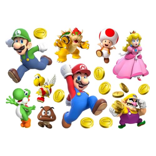 Mario Wall Stickers, Removable Wall Decals, Peel and Stick Wall Decals, Cute Bedroom & Birthday Decor