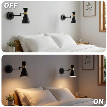 OSYNNIQ Wall Sconce Light with Adjustable Swing Arm for Bedside Reading (Style 2) - size: STYLE 2