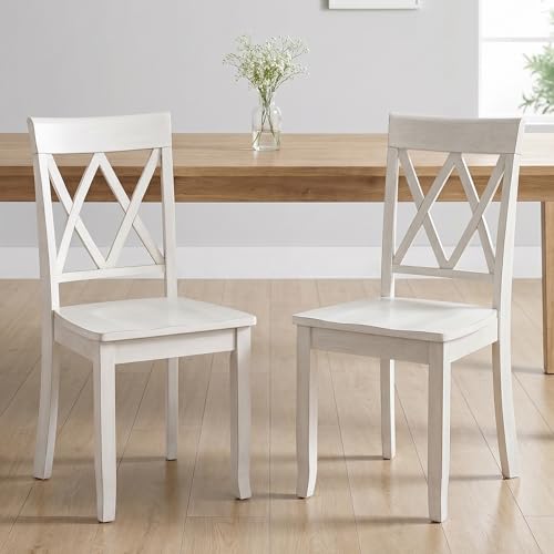 DUHOME Wood Dining Chairs Set of 2,Farmhouse Dining Side Chairs with Cross Back Wooden Kitchen Chairs for Home Kitchen, Dining Room White - color: White, size: 2pcs