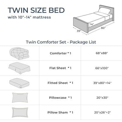5-Piece Twin Comforter Set, Brown | Reversible, All-Season, Soft, 5 Piece Set, All-Season Reversible Bed in a Bag, Flat Sheet, Fitted Sheet, Pillowcases - color: Brown, size: Twin