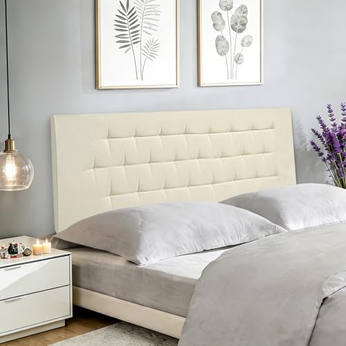 Upholstered Headboard Full Size, 54" x 21" Easy No-Tools Wall Mounted Bed Headboards, Modern Linen Button Diamond Tufted Design, Beige - size: 54"x21"