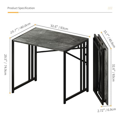 Lutown-Teen Small Folding Computer Desk 32 inch, Grey | Writing Gaming Computer Desk for Small Spaces, No Assembly Required Office Desk - color: Grey, size: 32 Inch