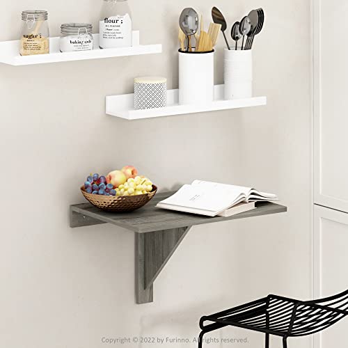 Furinno Hermite Wall Mounting Folding Table, French Oak - color: French Oak
