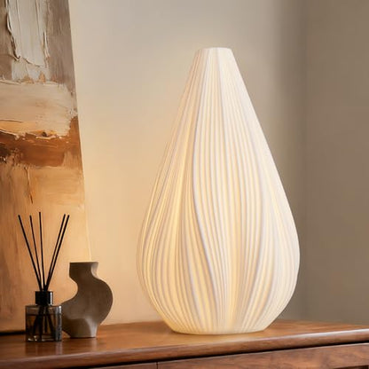 Modern Ceramic Decorative Table Lamp Living Room Bedroom Bedside | Handcrafted Unique Warm Ambient Lighting Lamp, Accent White Translucent Ceramic shade, Fully Dimmable, Corded, Bulb Included