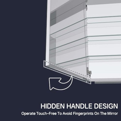 Medicine Cabinet Mirror 12"W x 30"H, Bathroom Beveled Edge Mirror Cabinet | Medicine Cabinets with Adjustable Glass Shelves, Soft-Closed Hinge, Chrome Aluminum Frame, Reverse Installation - size: 12" x 30"(Beveled)