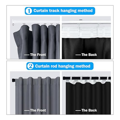 Room Divider Curtains Total Blackout Privacy Curtain Panel Room Thermal Insulated Noise Reduction Curtains for Bedroom Window Living Room Ceiling Track Curtain W 10 ft × H 7 ft Dark-Grey - color: Dark-grey, size: 120"W x 84"L (Pack of 1)
