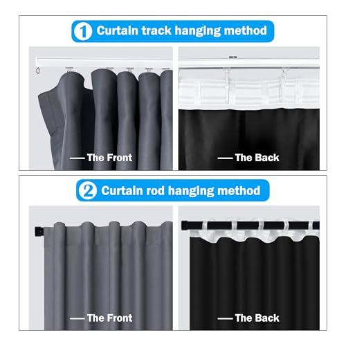 Room Divider Curtains Total Blackout Privacy Curtain Panel Room Thermal Insulated Noise Reduction Curtains for Bedroom Window Living Room Ceiling Track Curtain W 8.3 ft × H 9 ft Dark-Grey - color: Dark-grey, size: 100"W x 108"L (Pack of 1)