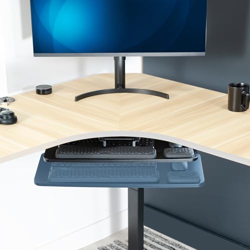 VIVO Premium Adjustable 27 x 11 inch Computer Keyboard and Mouse Platform Tray, Ergonomic Under Table Desk Mount Drawer with Padding, Black, MOUNT-KB27P-B - color: Black, size: 27 inch