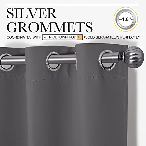 NICETOWN Grey Blackout Curtain Panels for Bedroom, Thermal Insulated Grommet Top Blackout Draperies and Drapes (2 Panels, W34 x L63 inches, Grey) - color: Grey, size: 34"W x 63"L (Pack of 2)