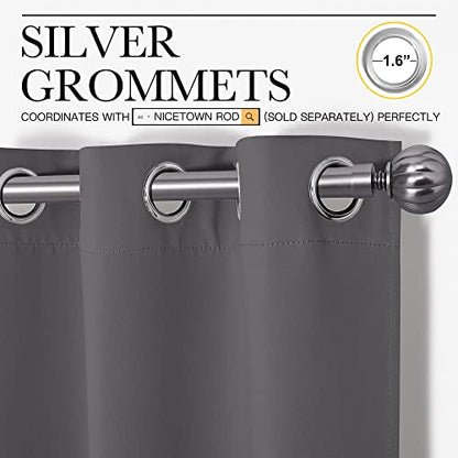 NICETOWN Grey Blackout Curtain Panels for Bedroom, Thermal Insulated Grommet Top Blackout Draperies and Drapes (2 Panels, W34 x L63 inches, Grey) - color: Grey, size: 34"W x 63"L (Pack of 2)