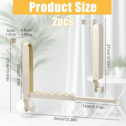 2 Pack Foldable Over The Door Drying Rack, Heavy Duty Door Hanger with Retractable Rod, Space Saving Laundry Towel Clothes Rack for Bathroom Bedroom