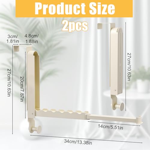 2 Pack Foldable Over The Door Drying Rack, Heavy Duty Door Hanger with Retractable Rod, Space Saving Laundry Towel Clothes Rack for Bathroom Bedroom