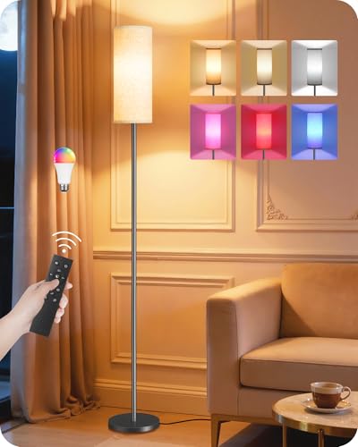 Dimmable Floor Lamp for Living Room with RGB Colors, Color Changing Ambient Lighting, Corner Standing Lamp for Bedroom - Remote, Foot Switch, Timer, Warm Cool White, 10W Smart Bulb Included RE06LD05W1 - color: RGB (Red, Green, Blue)