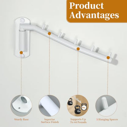 Alise Wall Mounted Drying Rack,Swivel Clothes Drying Hangers,White,2 Pack | Space Saving Clothes Hanger Rack,Heavty Duty Stainless Steel Clothes Wall Drying Rack for Laundry Closet Bedroom/Bathroom - color: White, size: 1005 (2 Pack)