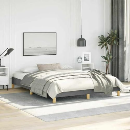 Queen Size Bed Frame, Upholstered Platform Bed with Breathable Fabric, Sturdy Engineered Wood Base, Low Profile Modern Bedroom Furniture, Dark Grey - color: Dark Gray, size: Queen & 9.8"
