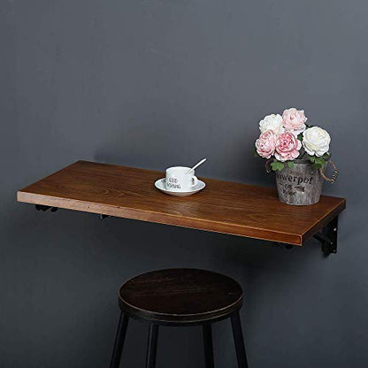 Tianman (47" Lx14 W) Industrial Rustic Folding Wall Mounted Workbench Drop Leaf Table, Dining Table Desk, Pine Wood Wall Mounted Bar Tables,Workbench,Study Table,Collapsible Butcher Block Solid Wood