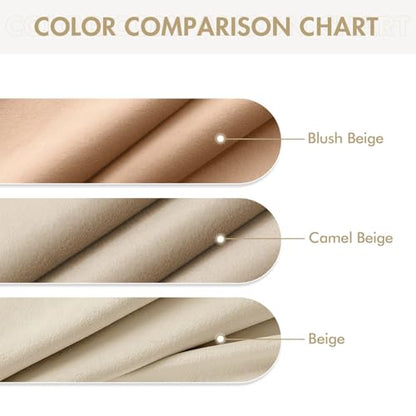 MIULEE Velvet Curtains Blush Beige 52 x 108 Inch Length Set of 2 | Extra Long Grommet Drapes, Soundproof Thermal Insulated, Room Darkening, Classical Blackout Curtains for Living Room Bedroom - color: Blush Beige, size: 52"W x 108"L (Pack of 2)