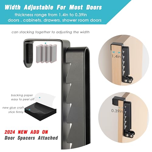 2 Pack Clothes Drying Rack, All Metal Over The Door Hooks, Thickness Adjustable, Collapsible, Space-saving Hangers Organizer, Fit 1/2/5'' Doors (Black) - color: Metal-Black