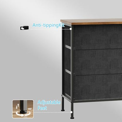 Dresser with Drawers for Bedroom Chest of Drawers Fabric Dresser for Closet,Nursery Entryway Hall Tree TV Stand for Living Room Retro Floral Pattern Drawers Wooden Top (Wide 9 Drawers) - size: 11.8"D x 62.9"W x 26.7"H (9 Drawers)