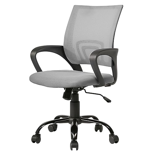 PayLessHere Office Computer Chair Ergonomic Cheap Desk Chair Adjustable Comfortable Mid Back Task Rolling Swivel with Lumbar Support for Home Office (Pack of 1, Grey) - color: Grey, style: pack of 1