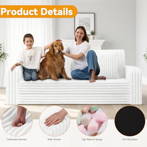 68" Loveseat Boneless Couch,4-in-1 Convertible Sofa Bed | Plush Fur Folding Futon Sofa Bed Couches w/1-Pillow for Living Room,High-Density Foam,No Assembly Required(Queen Grey) - color: Beige, size: Queen