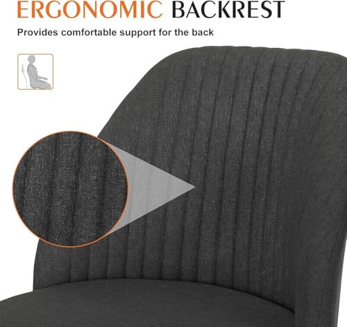 Simple Deluxe Armless Office Desk Chair, Modern Cute Swivel Vanity Chair Comfy Home Office Chairs with Wheels Height Adjustable Rolling Computer Task for Living Room, Make-up, Bedroom, Dark Grey - color: Dark Grey