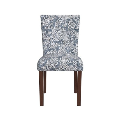 HomePop Classic Parsons Dining Chair -Denim Jacobean Print (Set of 2) - color: Denim Jacobean Print, style: Pack of 2